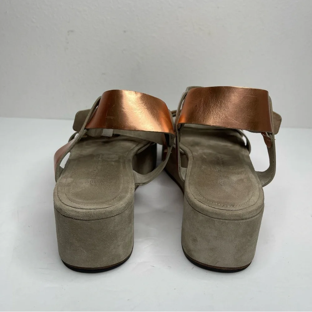 Kennel & Schmenger Rose Gold/Cooper Metallic Platform Sandal Size 8 Designer Y2K